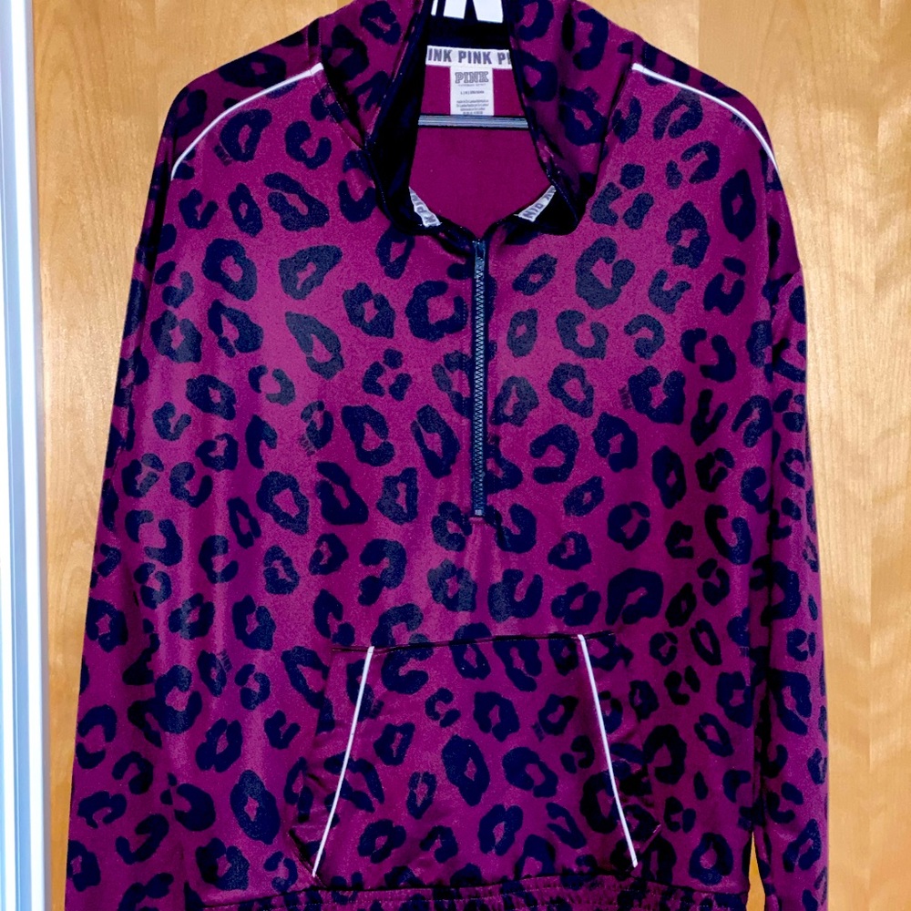 PINK 1/2 Zip Pull Over (Cheetah Print)